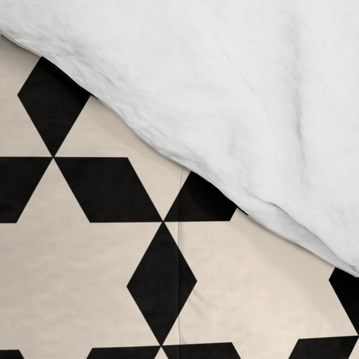 Star Tiles Geometric Pattern in Almond Cream and Black Comforter Gallery Image 4