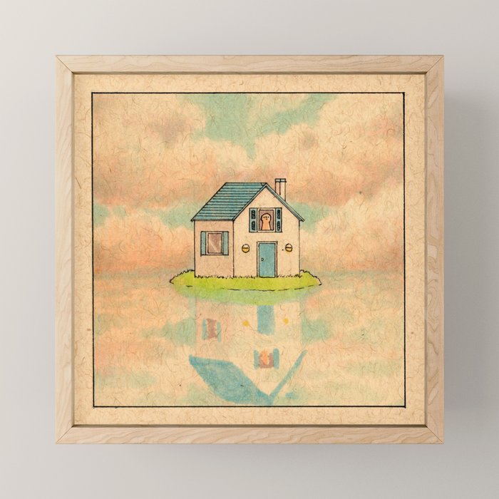 Little Blue House Mini Art Print Gallery Image 1