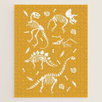 Dinosaur Fossils on Mustard Yellow Jigsaw Puzzle Gallery Image 1