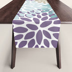 Floral Blooms, Purple, Teal, Gold Table Runner Gallery Image 1