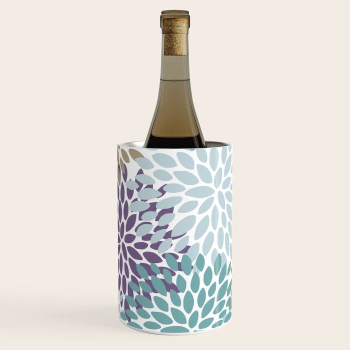 Floral Blooms, Purple, Teal, Gold Wine Chiller Gallery Image 2