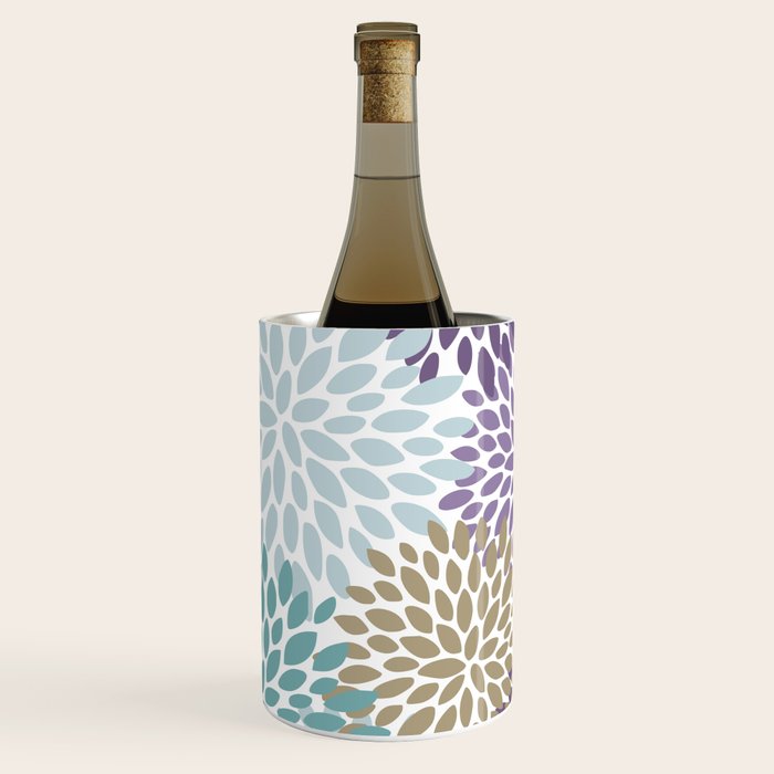 Floral Blooms, Purple, Teal, Gold Wine Chiller Gallery Image 1