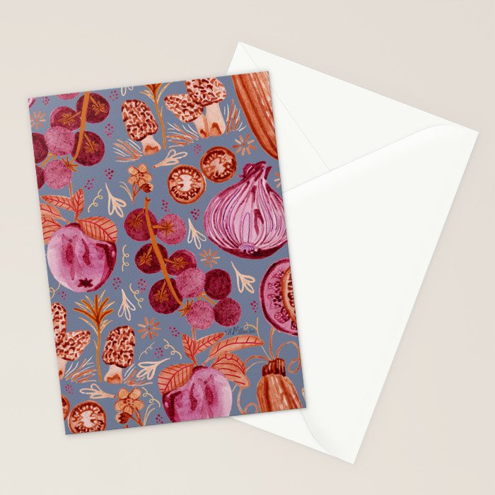 Garden Vegetables & Fresh Fruit in Grey & Rust Stationery Card Gallery Image 2