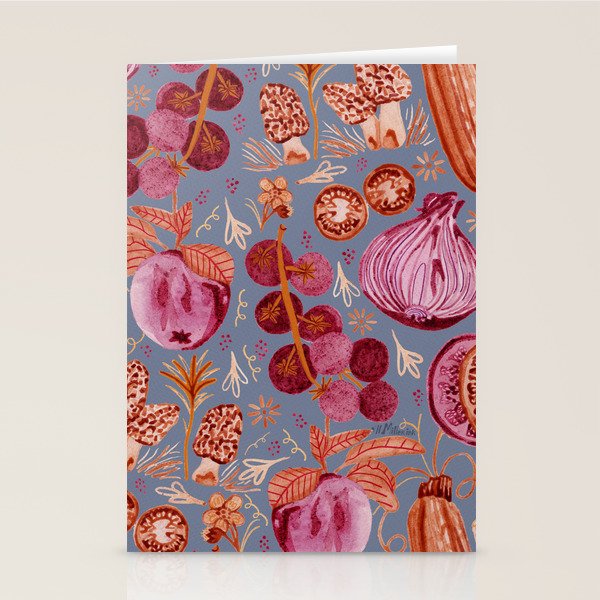 Garden Vegetables & Fresh Fruit in Grey & Rust Stationery Card Gallery Image 1