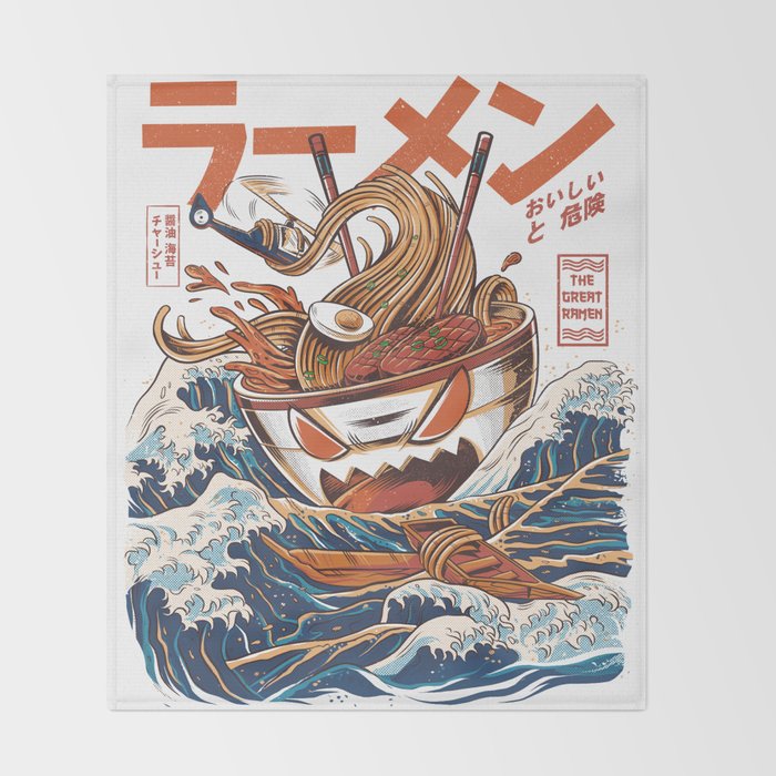 Great Ramen off Kanagawa Throw Blanket Gallery Image 2