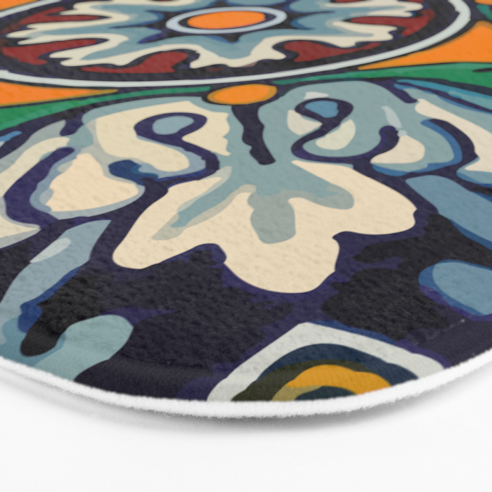 Mandala mexican talavera tile ceramic mosaic Bath Mat Gallery Image 3