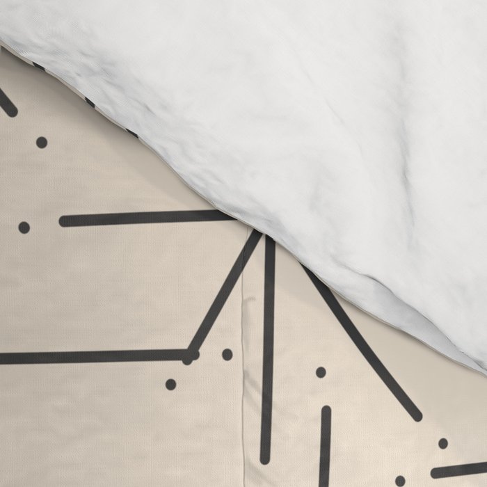 Stella - Atomic Age Mid Century Modern Starburst Pattern in Charcoal Gray and Almond Cream Comforter Gallery Image 4