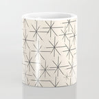 Stella - Atomic Age Mid Century Modern Starburst Pattern in Charcoal Gray and Almond Cream Coffee Mug Gallery Image 4