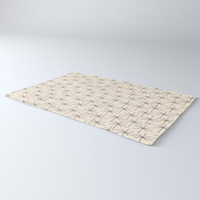Stella - Atomic Age Mid Century Modern Starburst Pattern in Charcoal Gray and Almond Cream Rug Gallery Image 3