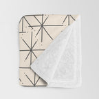 Stella - Atomic Age Mid Century Modern Starburst Pattern in Charcoal Gray and Almond Cream Throw Blanket Gallery Image 3