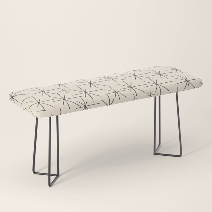Stella - Atomic Age Mid Century Modern Starburst Pattern in Charcoal Gray and Almond Cream Bench Gallery Image 1