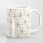 Stella - Atomic Age Mid Century Modern Starburst Pattern in Charcoal Gray and Almond Cream Coffee Mug Gallery Image 1