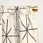Stella - Atomic Age Mid Century Modern Starburst Pattern in Charcoal Gray and Almond Cream Window Curtain Gallery Image 2