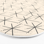 Stella - Atomic Age Mid Century Modern Starburst Pattern in Charcoal Gray and Almond Cream Bath Mat Gallery Image 3