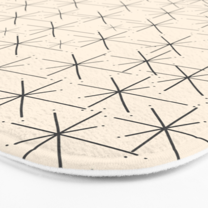 Stella - Atomic Age Mid Century Modern Starburst Pattern in Charcoal Gray and Almond Cream Bath Mat Gallery Image 3