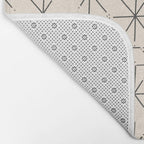 Stella - Atomic Age Mid Century Modern Starburst Pattern in Charcoal Gray and Almond Cream Bath Mat Gallery Image 2