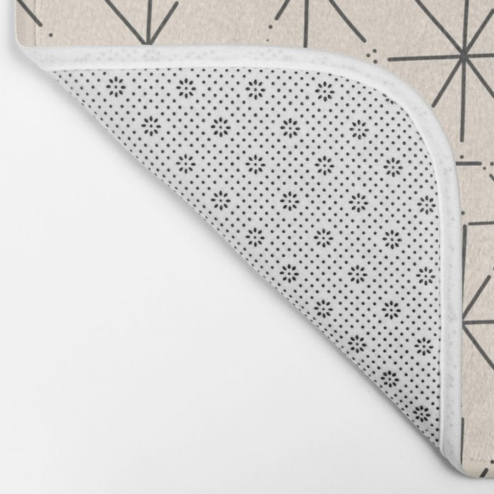 Stella - Atomic Age Mid Century Modern Starburst Pattern in Charcoal Gray and Almond Cream Bath Mat Gallery Image 2