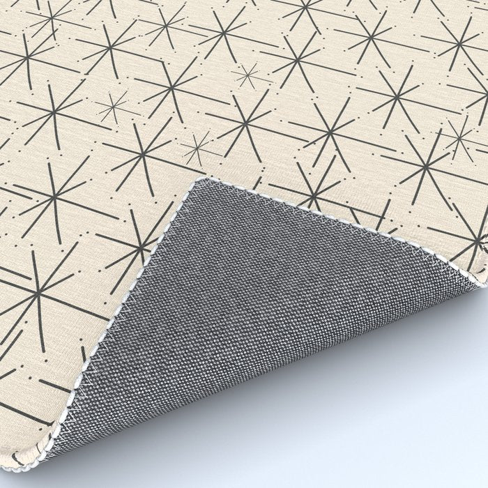 Stella - Atomic Age Mid Century Modern Starburst Pattern in Charcoal Gray and Almond Cream Rug Gallery Image 4