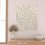 Stella - Atomic Age Mid Century Modern Starburst Pattern in Charcoal Gray and Almond Cream Wall Tapestry Gallery Image 2