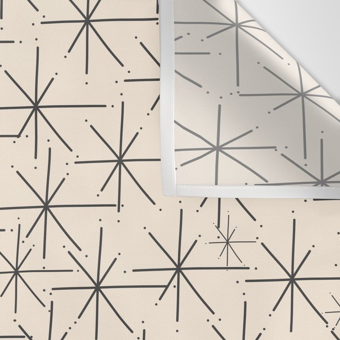 Stella - Atomic Age Mid Century Modern Starburst Pattern in Charcoal Gray and Almond Cream Wall Tapestry Gallery Image 3