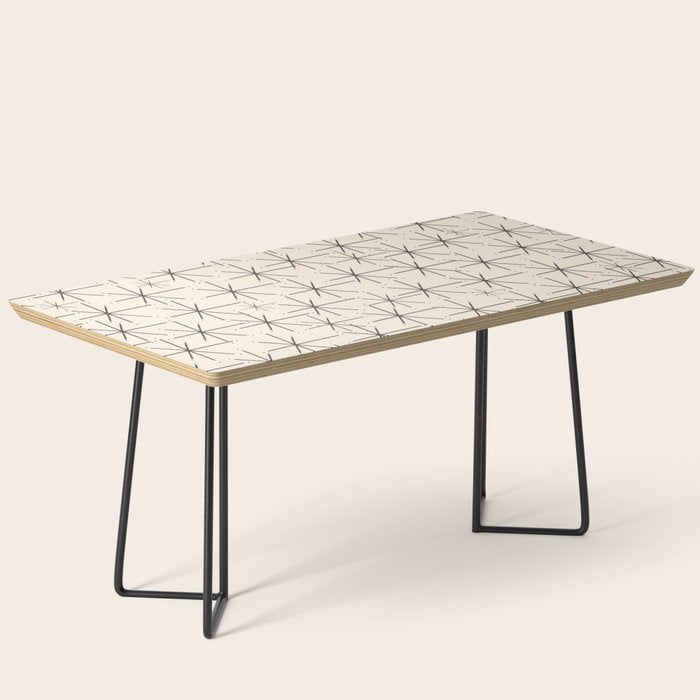 Stella - Atomic Age Mid Century Modern Starburst Pattern in Charcoal Gray and Almond Cream Coffee Table Gallery Image 1