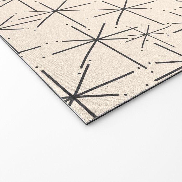 Stella - Atomic Age Mid Century Modern Starburst Pattern in Charcoal Gray and Almond Cream Welcome Mat Gallery Image 2