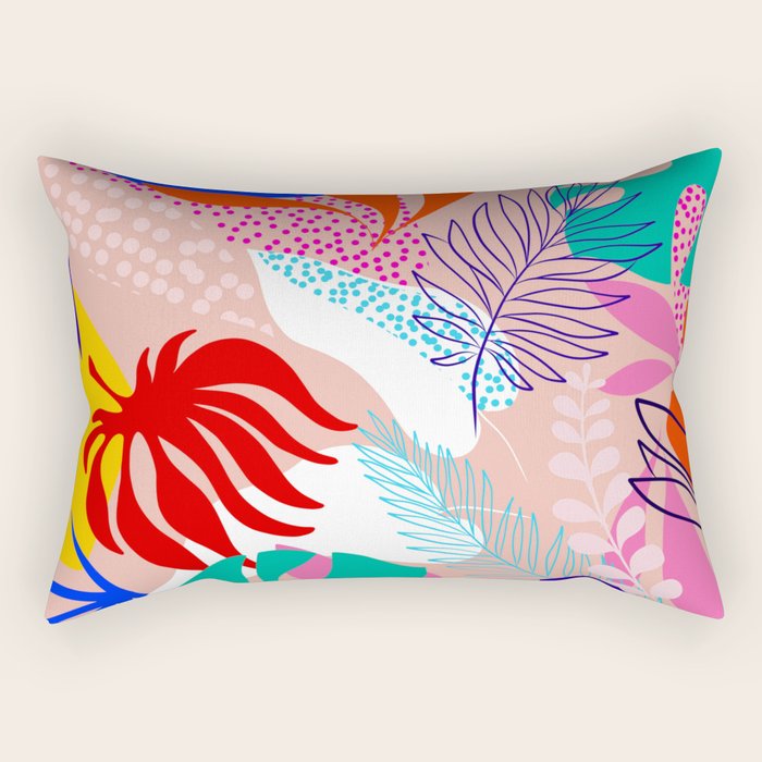 Keep Growing - Tropical plant on peach Rectangular Pillow Gallery Image 2