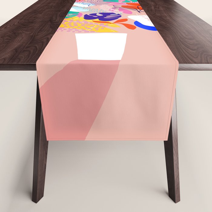 Keep Growing - Tropical plant on peach Table Runner Gallery Image 1