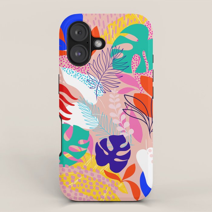 Keep Growing - Tropical plant on peach iPhone Case Gallery Image 1