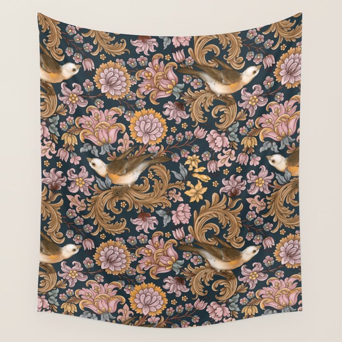 Ornate Bird Garden Wall Tapestry Gallery Image 4