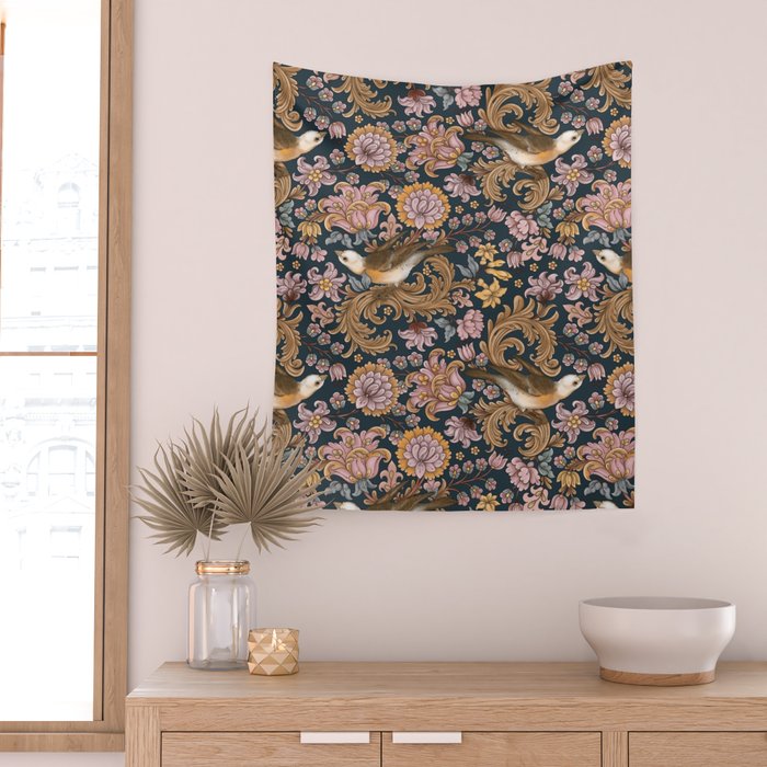 Ornate Bird Garden Wall Tapestry Gallery Image 2