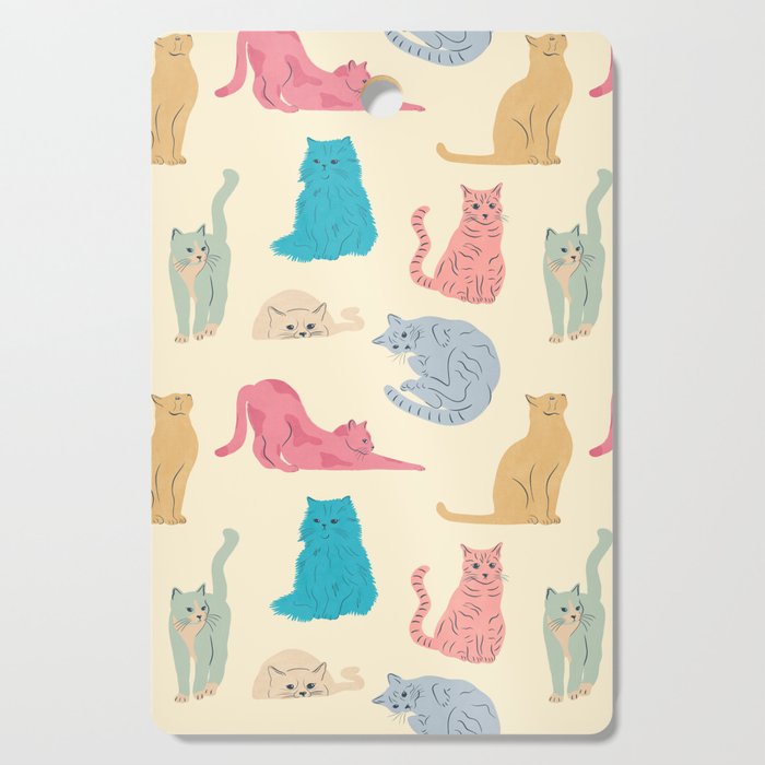 Pastel Cats Pattern Cutting Board Gallery Image 1