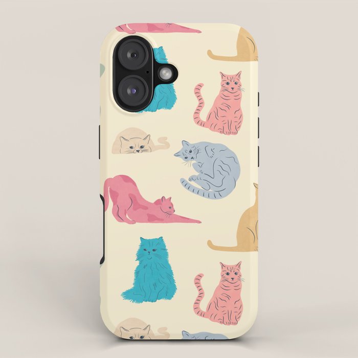Pastel Cats Pattern iPhone Case Gallery Image 1