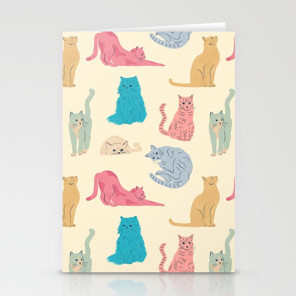 Pastel Cats Pattern Stationery Card Gallery Image 2