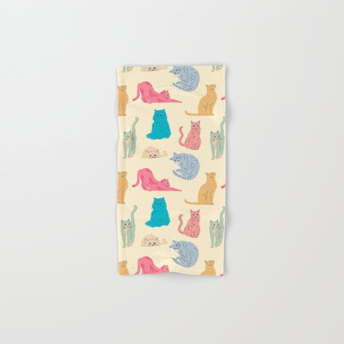 Pastel Cats Pattern Bath Towel Gallery Image 1