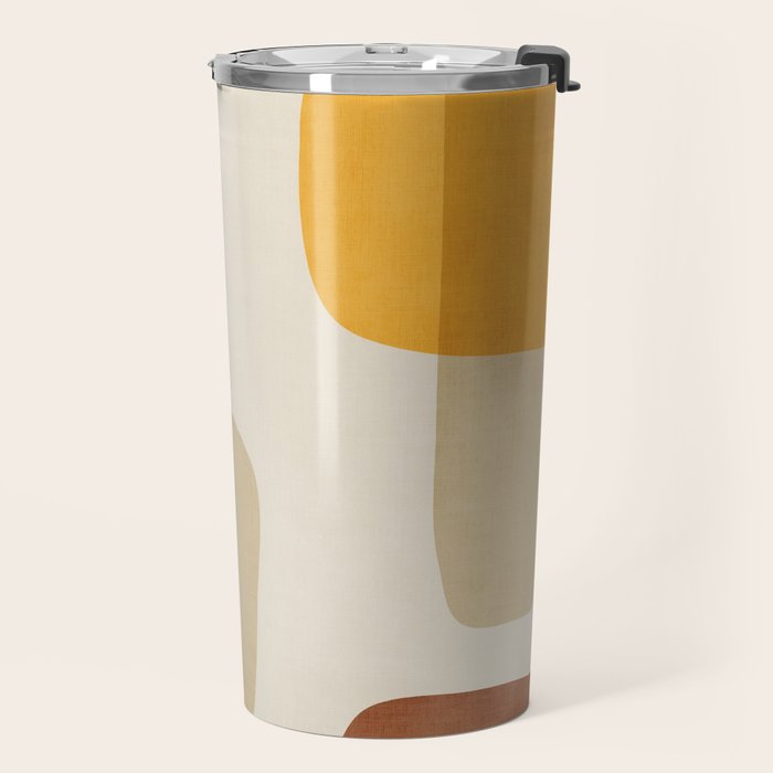 Modern Artwork Brown Tones Mustard Beige Travel Mug Gallery Image 2