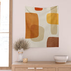 Modern Artwork Brown Tones Mustard Beige Wall Tapestry Gallery Image 2