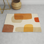 Modern Artwork Brown Tones Mustard Beige Rug Gallery Image 1