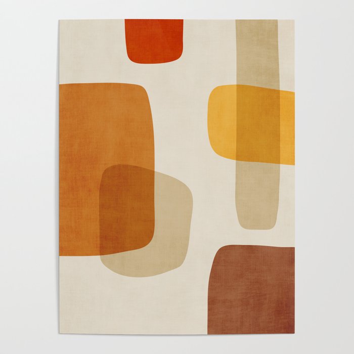 Modern Artwork Brown Tones Mustard Beige Poster Gallery Image 4