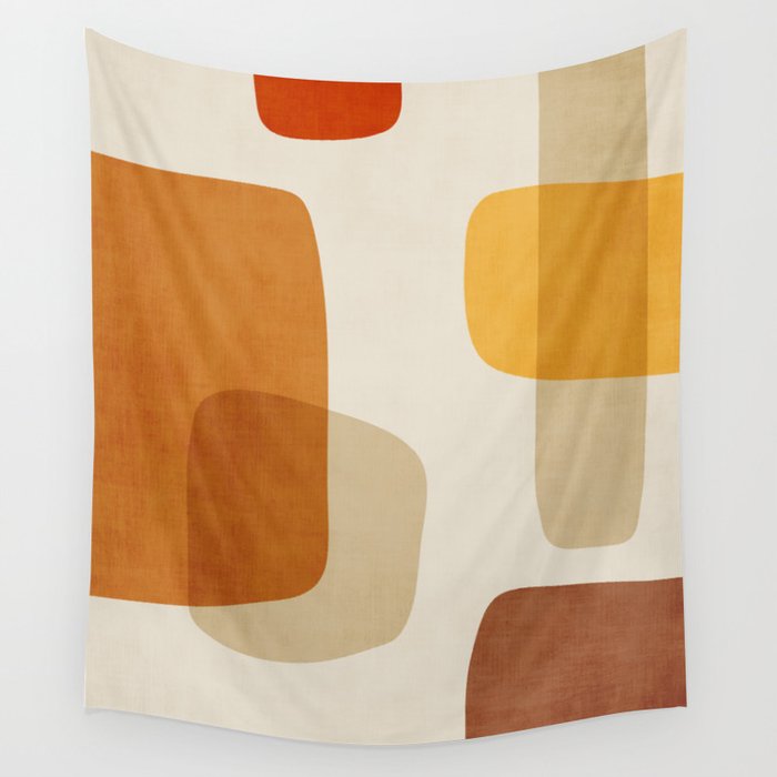 Modern Artwork Brown Tones Mustard Beige Wall Tapestry Gallery Image 4