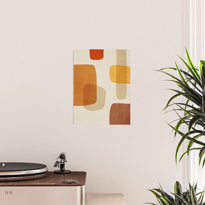 Modern Artwork Brown Tones Mustard Beige Poster Gallery Image 2