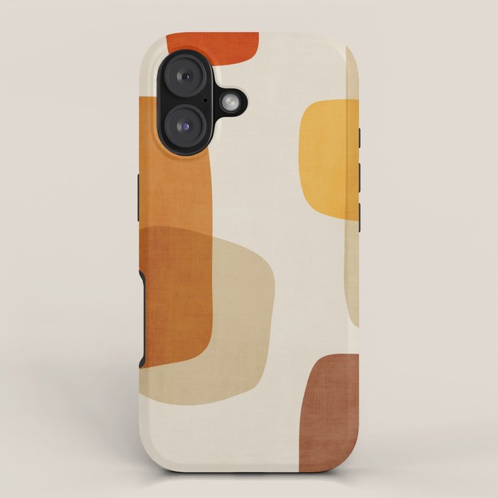 Modern Artwork Brown Tones Mustard Beige iPhone Case Gallery Image 1