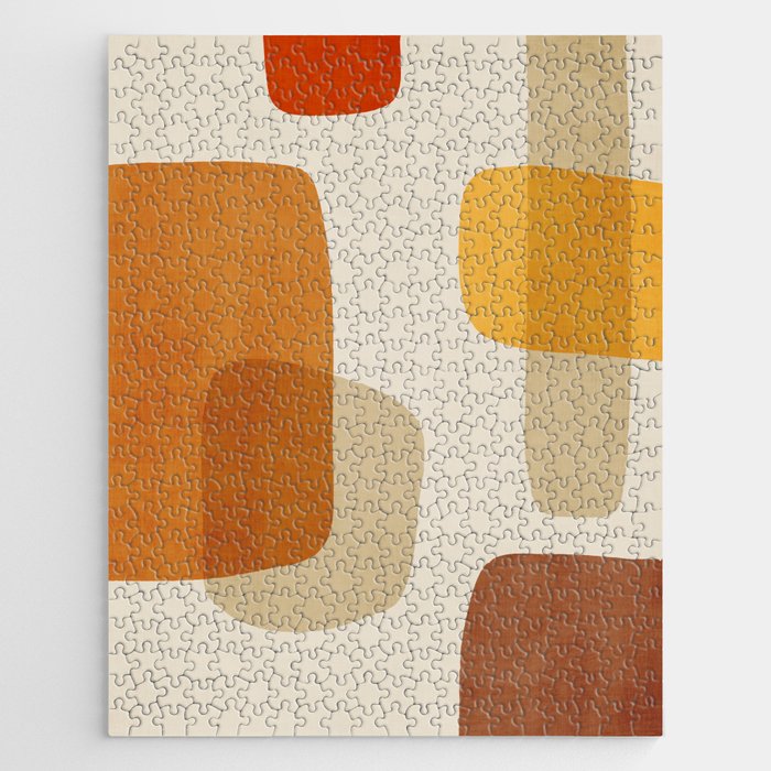 Modern Artwork Brown Tones Mustard Beige Jigsaw Puzzle Gallery Image 1