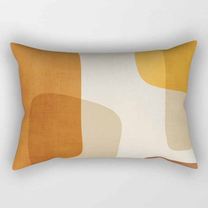 Modern Artwork Brown Tones Mustard Beige Rectangular Pillow Gallery Image 1