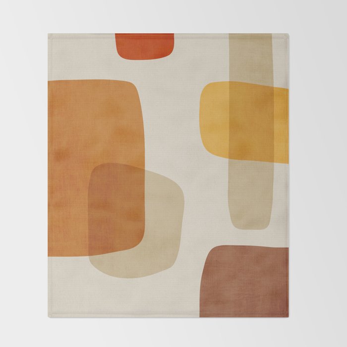 Modern Artwork Brown Tones Mustard Beige Throw Blanket Gallery Image 2