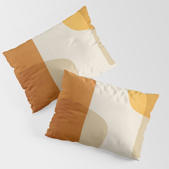 Modern Artwork Brown Tones Mustard Beige Pillow Sham Gallery Image 1