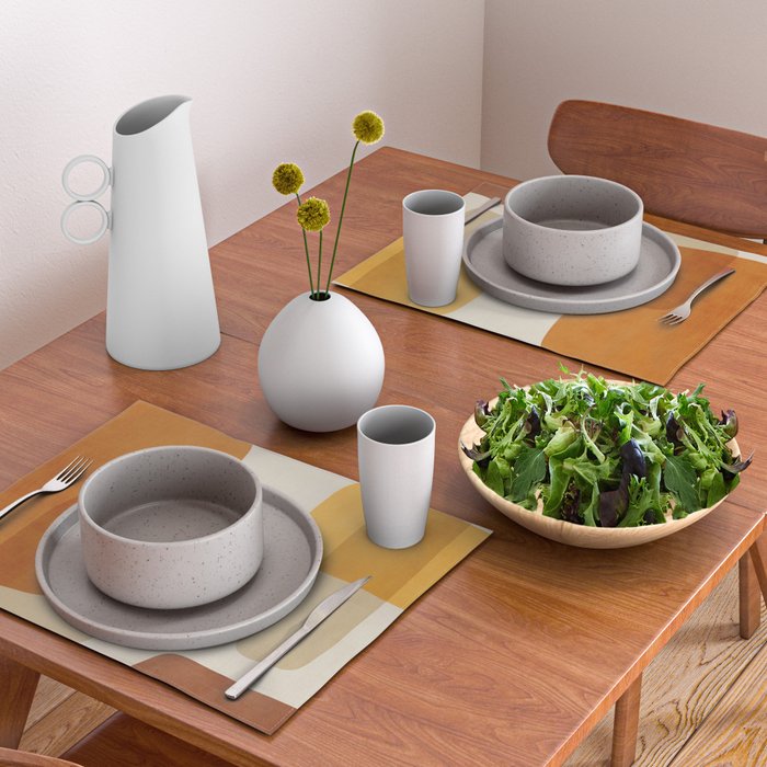 Modern Artwork Brown Tones Mustard Beige Placemat Gallery Image 2