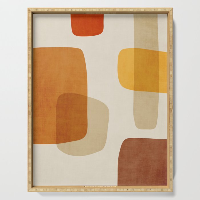Modern Artwork Brown Tones Mustard Beige Serving Tray Gallery Image 1
