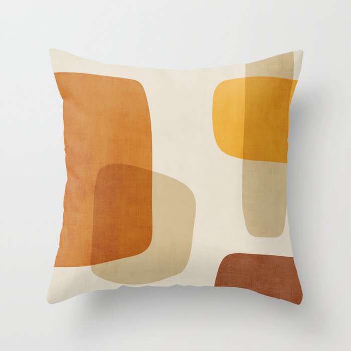 Modern Artwork Brown Tones Mustard Beige Throw Pillow Gallery Image 1