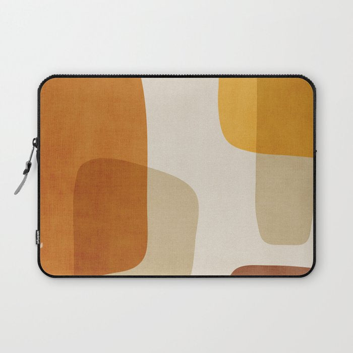 Modern Artwork Brown Tones Mustard Beige Laptop Sleeve Gallery Image 1